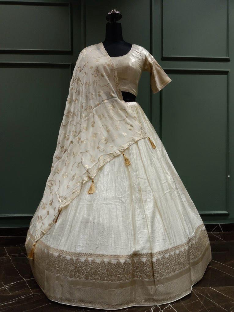 858 Lehenga Choli (L, Off white)