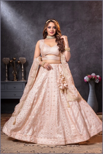 7009 Lehenga Choli (L, Peach)